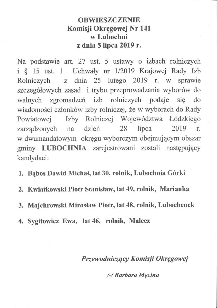 IR obwieszczenie